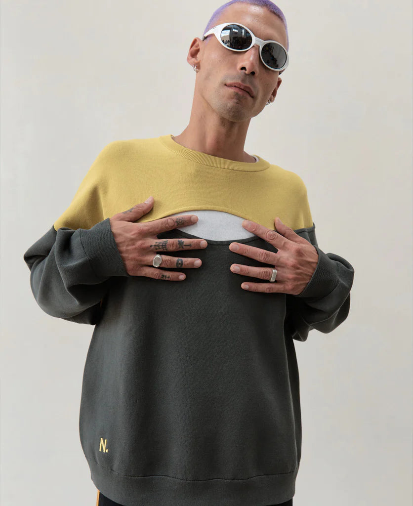 BALANCED CREW NECK FOREST/ CHARTREUSE