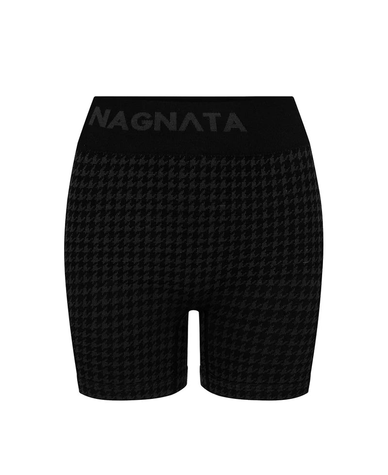 HOUNDSTOOTH WOOL MINI SHORT BLACK