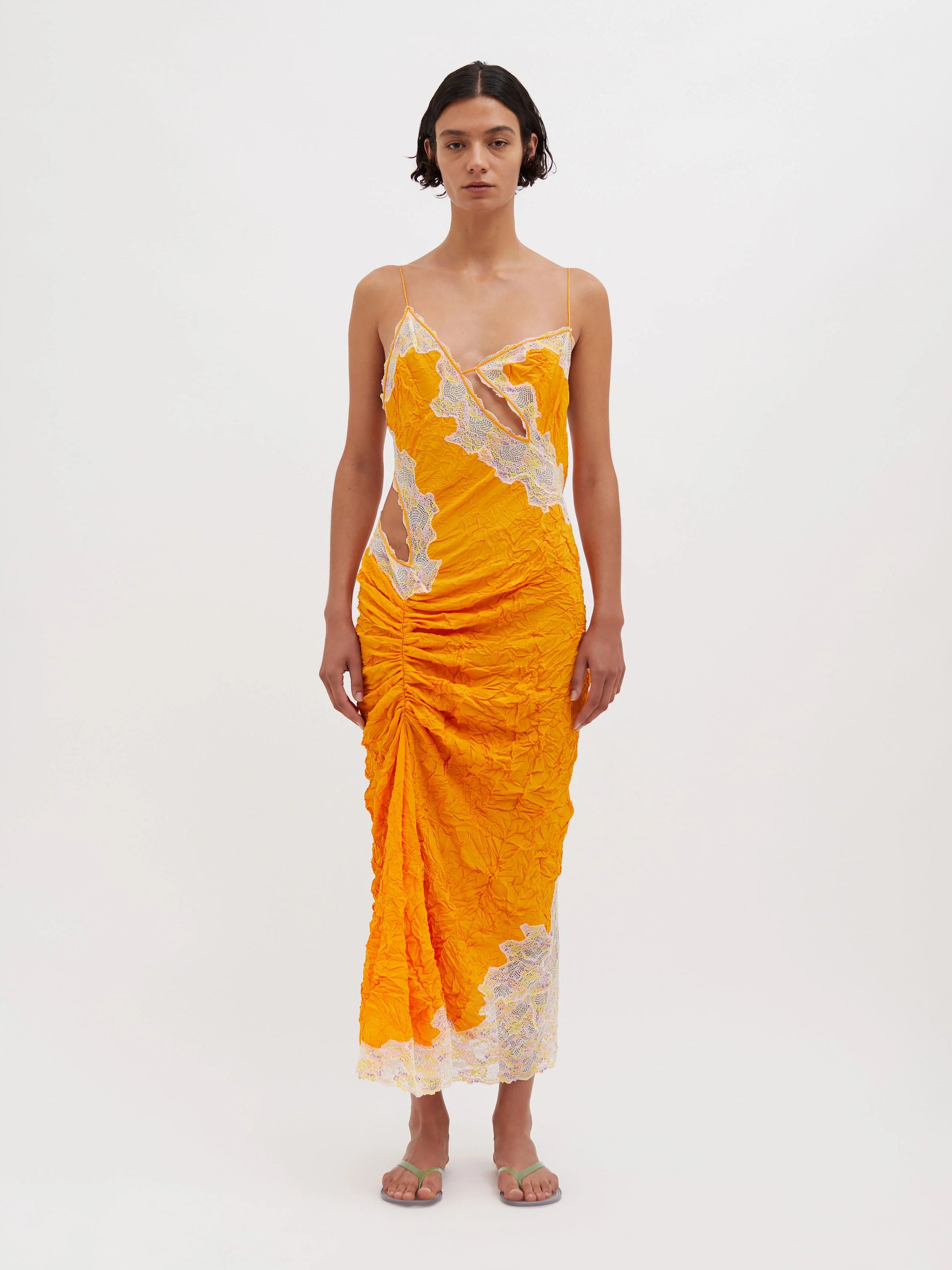CRIMPED LACE CAMI DRESS VALENCIA/MULTI