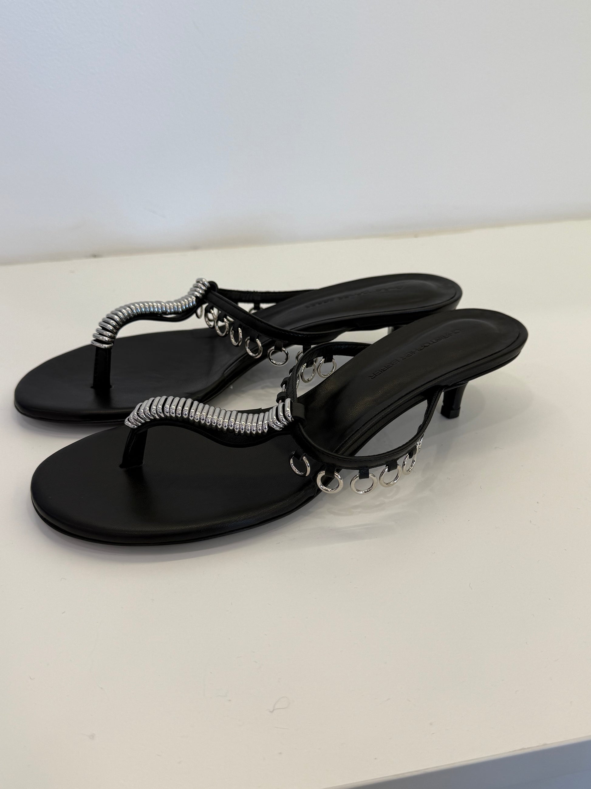 PIERCED KITTEN HEEL BLACK
