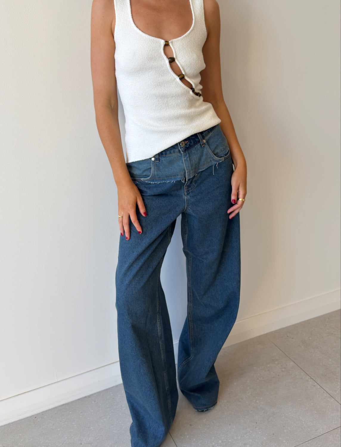 CHIARA BEADED TANK IVORY - SIR