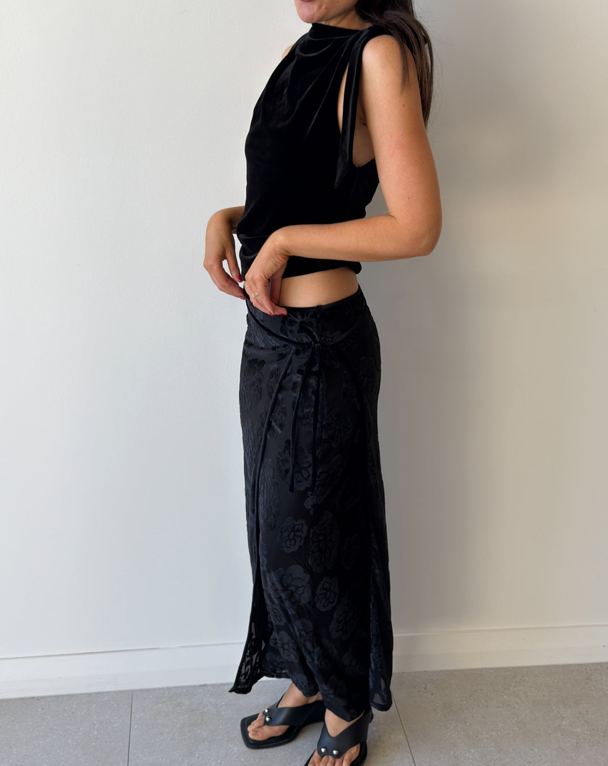 VITTORIA WRAP SKIRT MIDNIGHT FLORAL - SIR