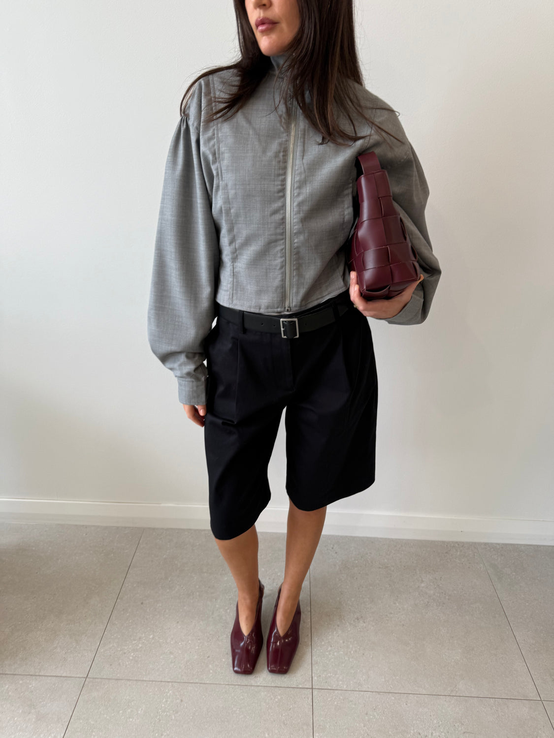 LONG CHINO SHORT BLACK - MATTEAU