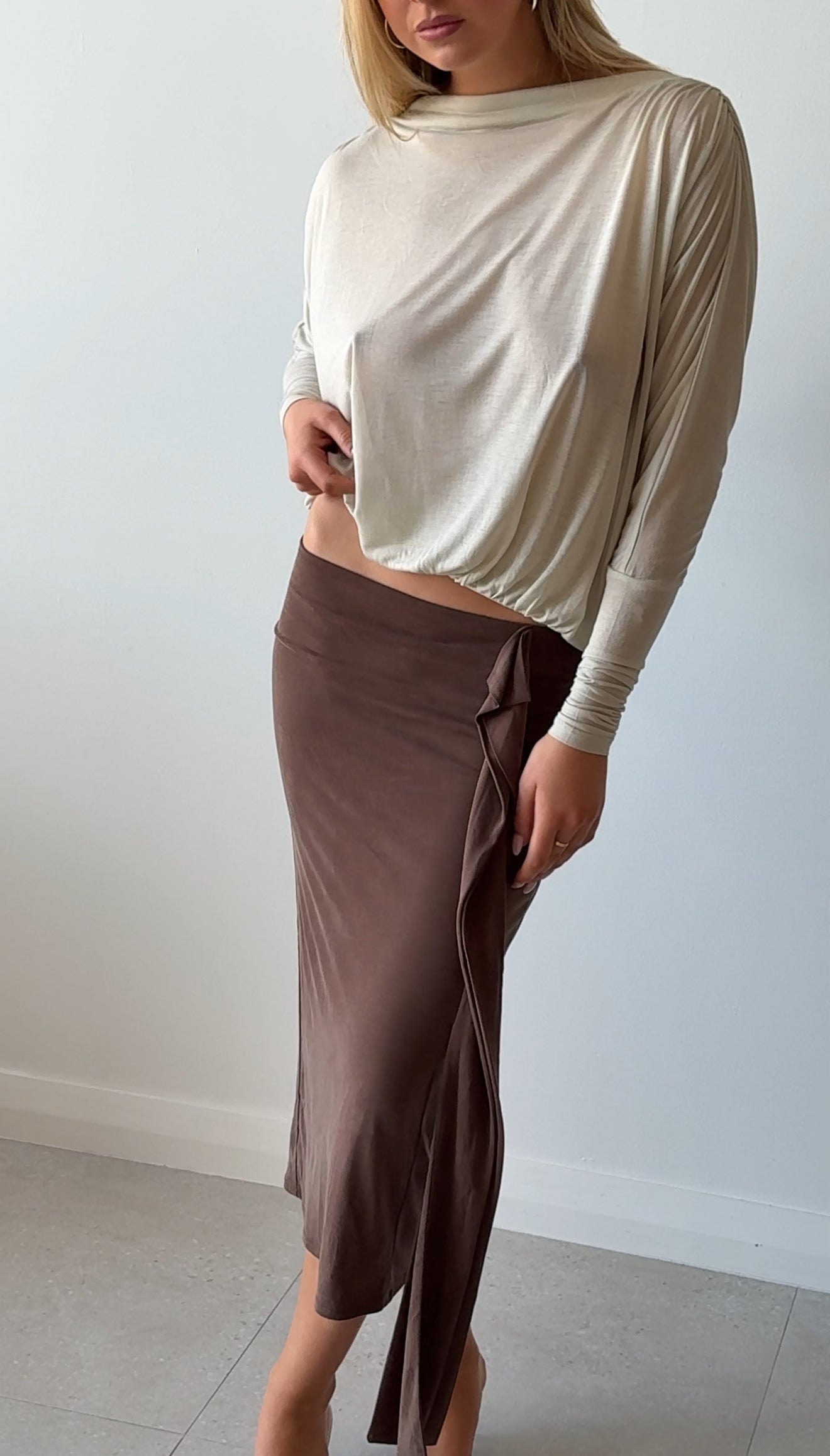 CASCADE SKIRT BROWN