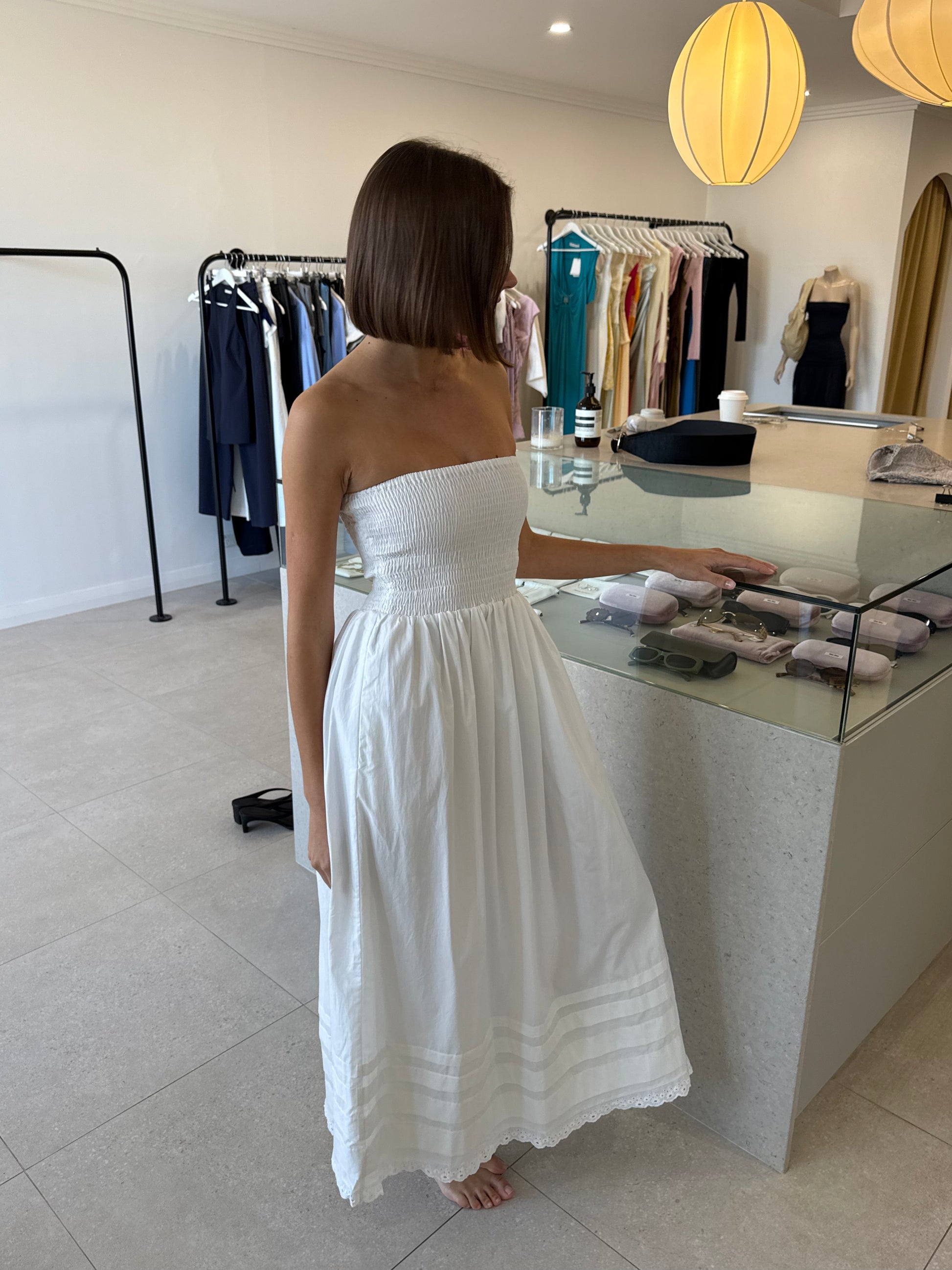 IBEN MIDI DRESS WHITE