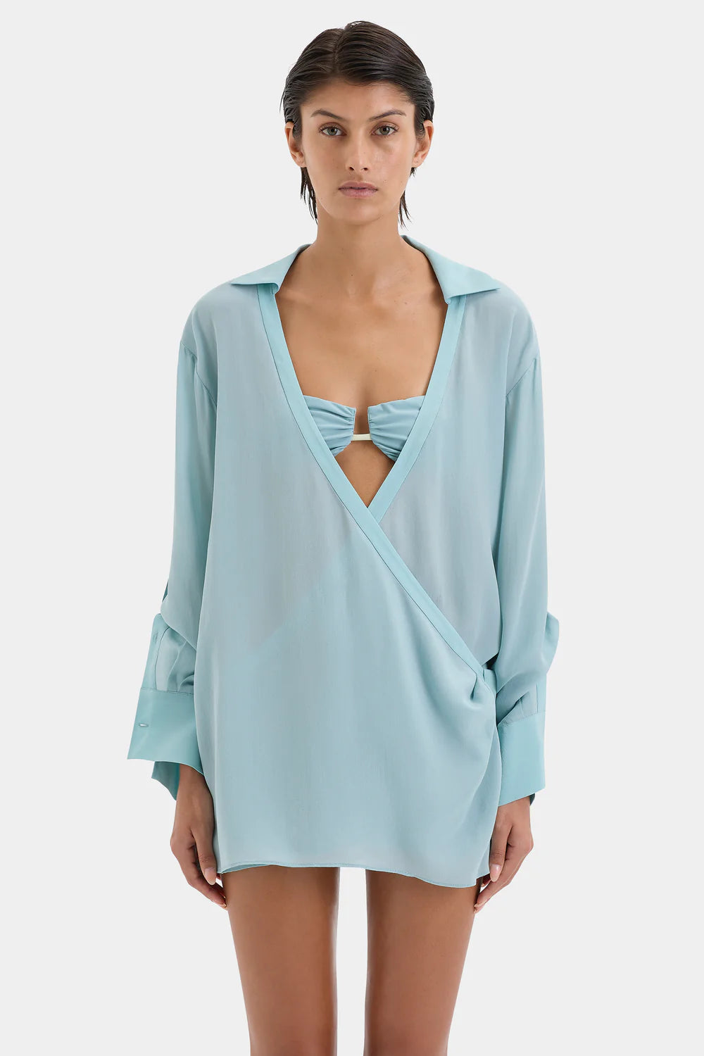FRESCA SHIRT DRESS WASHED BLUE - SIR