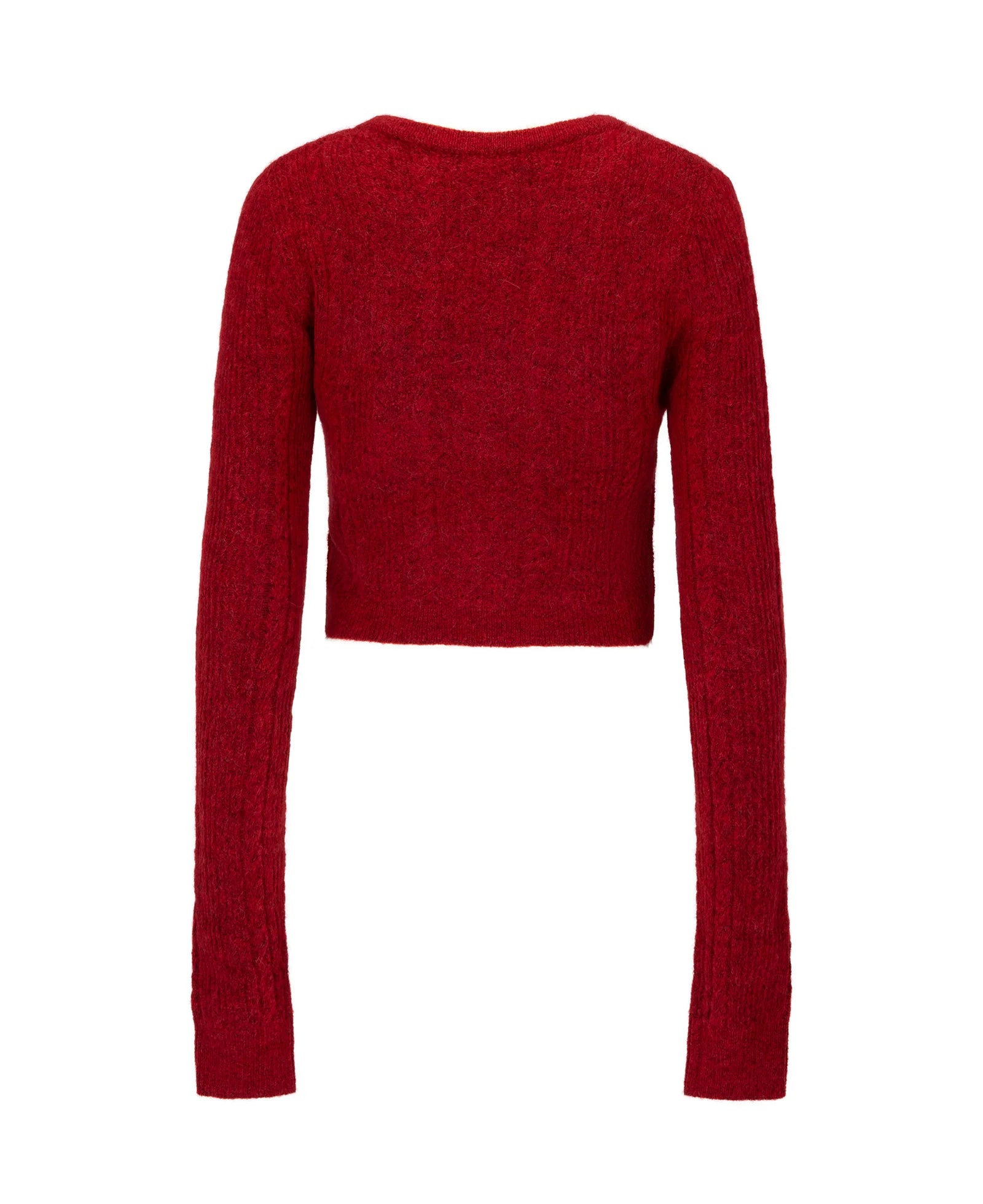 CABLE KNIT WOOL CARDIGAN CRIMSON