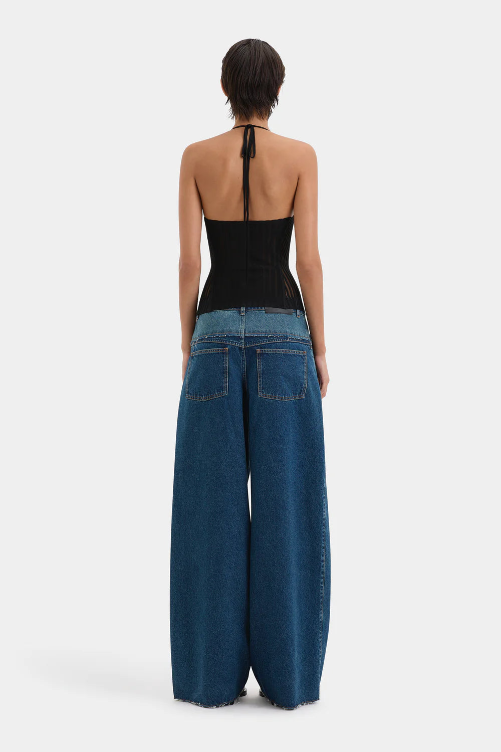 LUNA WIDE LEG JEAN WASHED INDIGO - SIR
