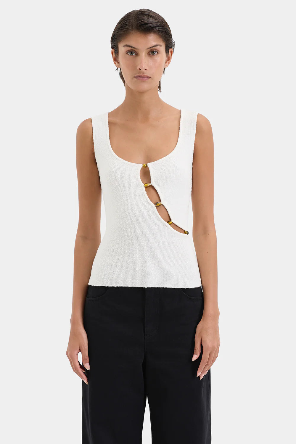 CHIARA BEADED TANK IVORY - SIR