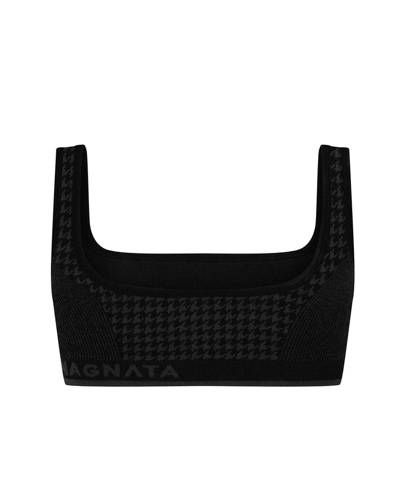 HOUNDSTOOTH WOOL BRALET BLACK