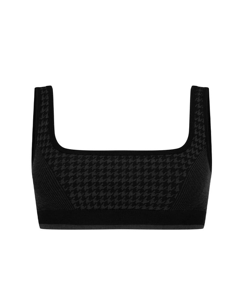 HOUNDSTOOTH WOOL BRALET BLACK