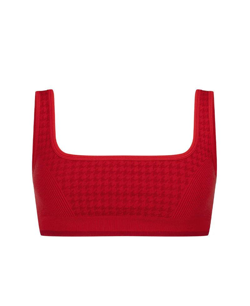 HOUNDSTOOTH WOOL BRALET CRIMSON