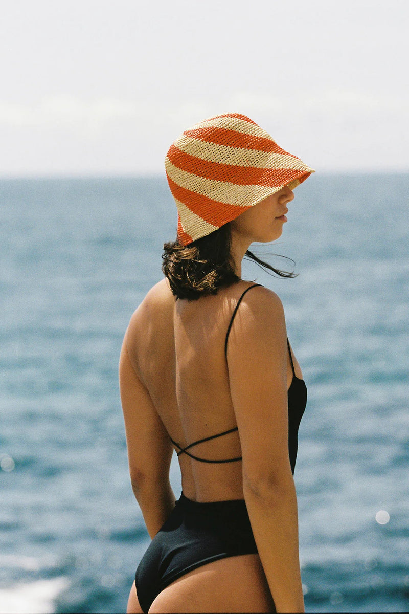 CYLA BUCKET HAT ORANGE AND NATURAL SPIRAL - JACE BANU