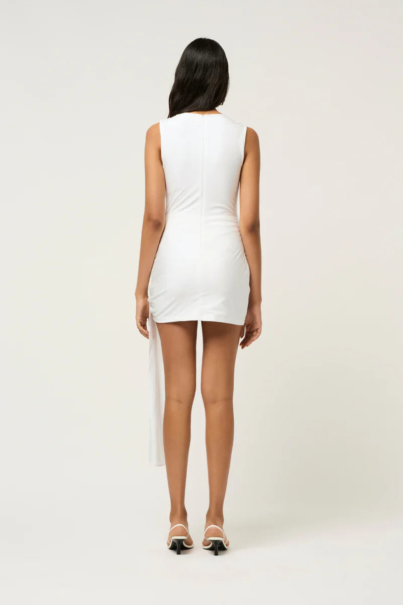 HYBRID TANK MINI DRESS WHITE - MICHAEL LO SORDO