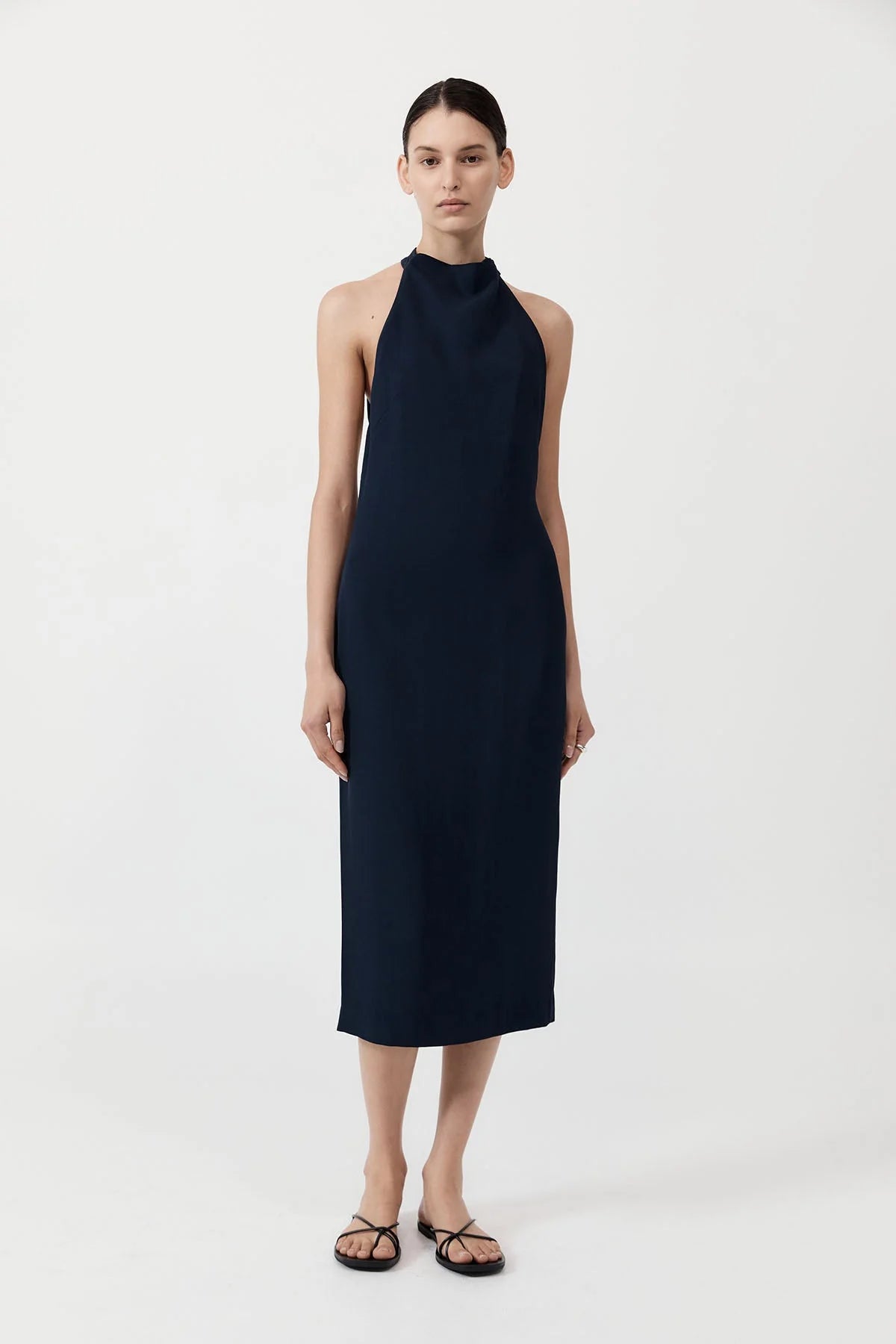 ASYMM BELT BACK DRESS INKWELL