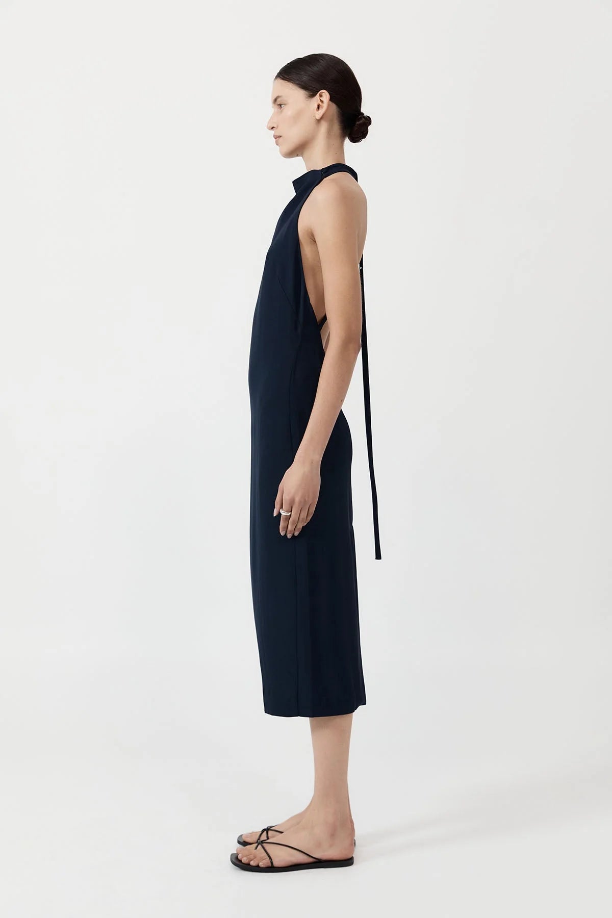 ASYMM BELT BACK DRESS INKWELL