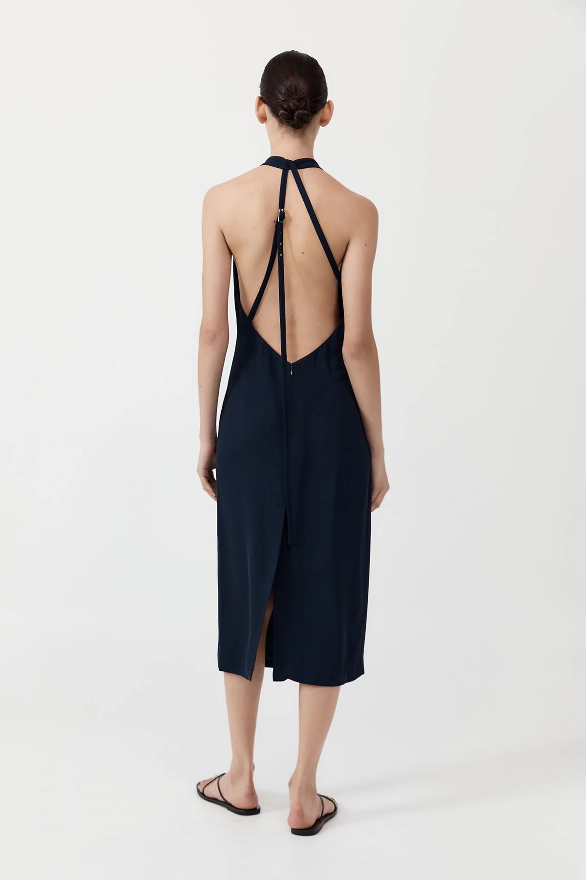 ASYMM BELT BACK DRESS INKWELL