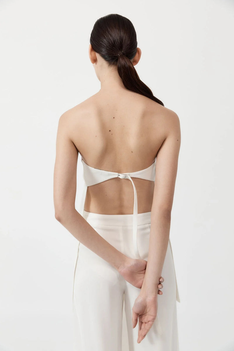 STRAPLESS BUCKLE BACK TOP OFF WHITE - ST.AGNI
