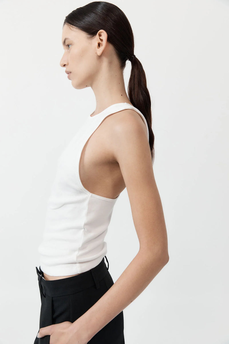 ORGANIC COTTON V BACK TANK WHITE - ST.AGNI