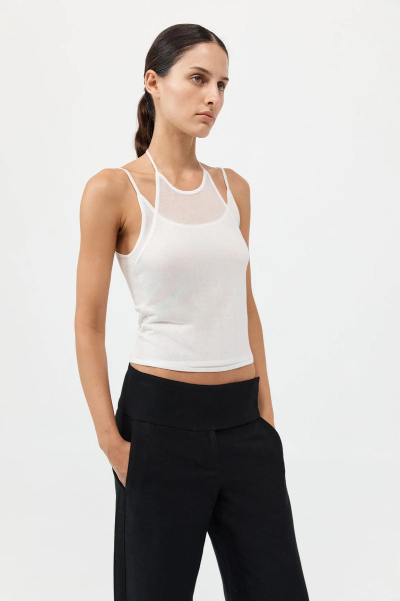 LAYERED HALTER TANK WHITE - ST.AGNI