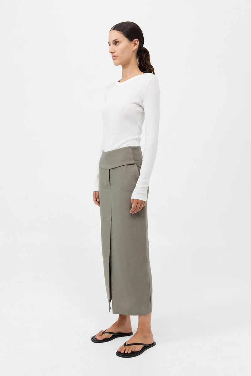 WIDE WAISTBAND COLUMN SKIRT SMOKEY OLIVE - ST.AGNI