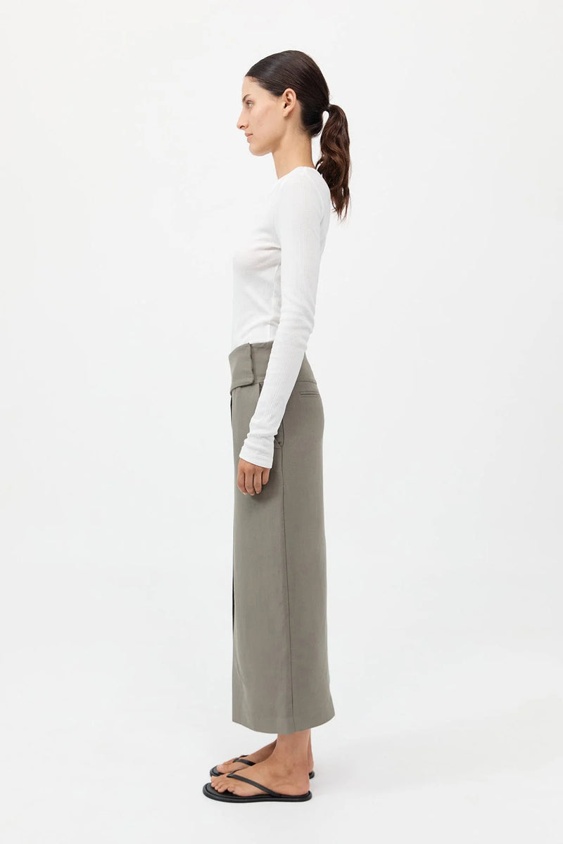 WIDE WAISTBAND COLUMN SKIRT SMOKEY OLIVE - ST.AGNI