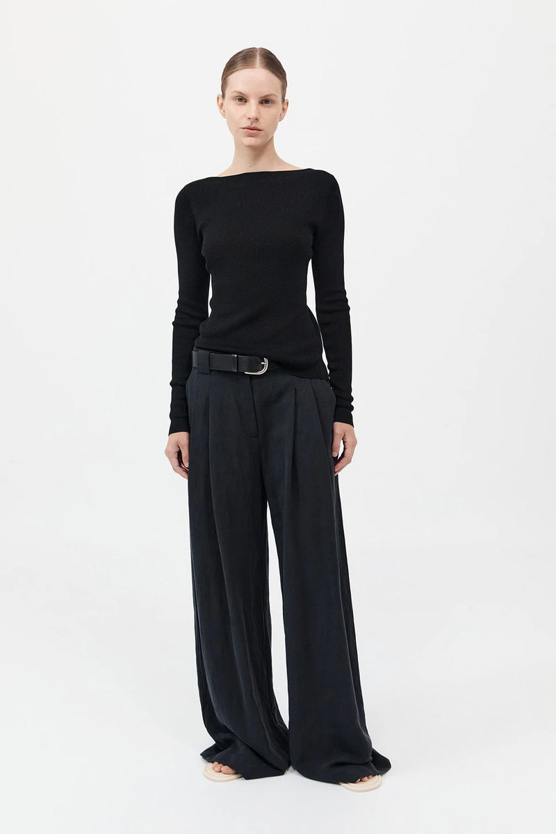 ROULEAU TIE REVERSIBLE KNIT TOP BLACK - ST.AGNI