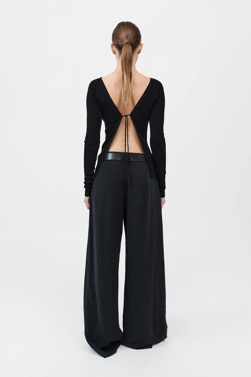 ROULEAU TIE REVERSIBLE KNIT TOP BLACK - ST.AGNI
