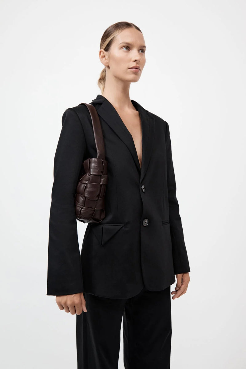 TEXTURED MINI WOVEN TOTE CHOCOLATE - ST.AGNI