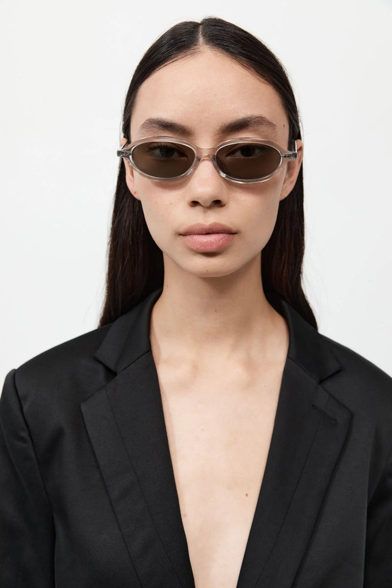 90S SLIM OVAL SUNGLASSES SMOKE - ST.AGNI