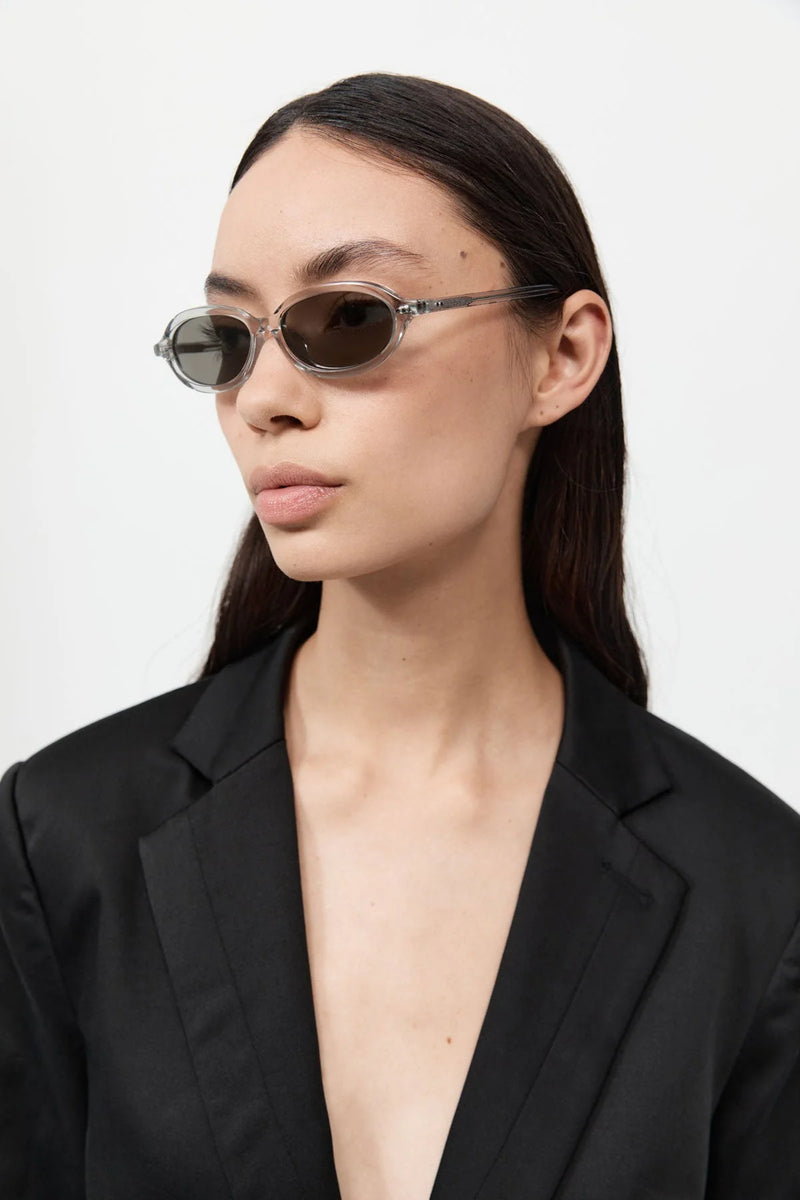 90S SLIM OVAL SUNGLASSES SMOKE - ST.AGNI