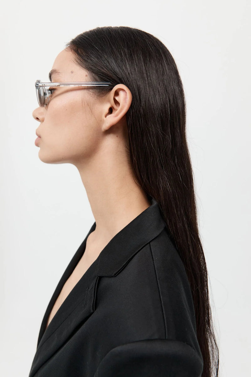 90S SLIM OVAL SUNGLASSES SMOKE - ST.AGNI