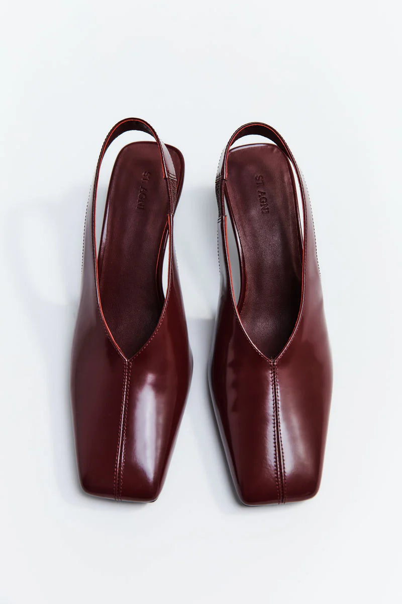 SQUARE TOE SLING BACK HEEL PLUM - ST.AGNI