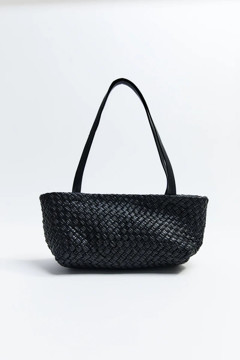 PETIT WOVEN TRAPEZE BAG BLACK - ST.AGNI