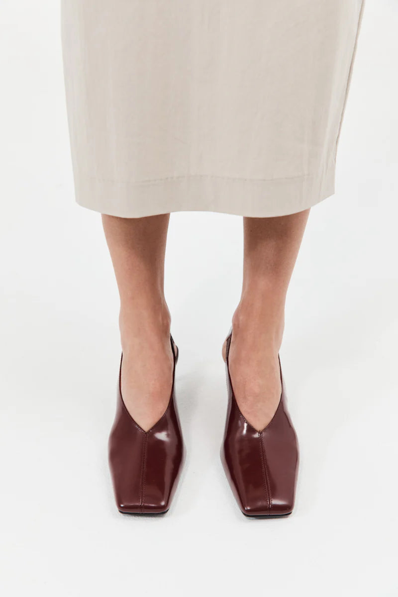 SQUARE TOE SLING BACK HEEL PLUM - ST.AGNI