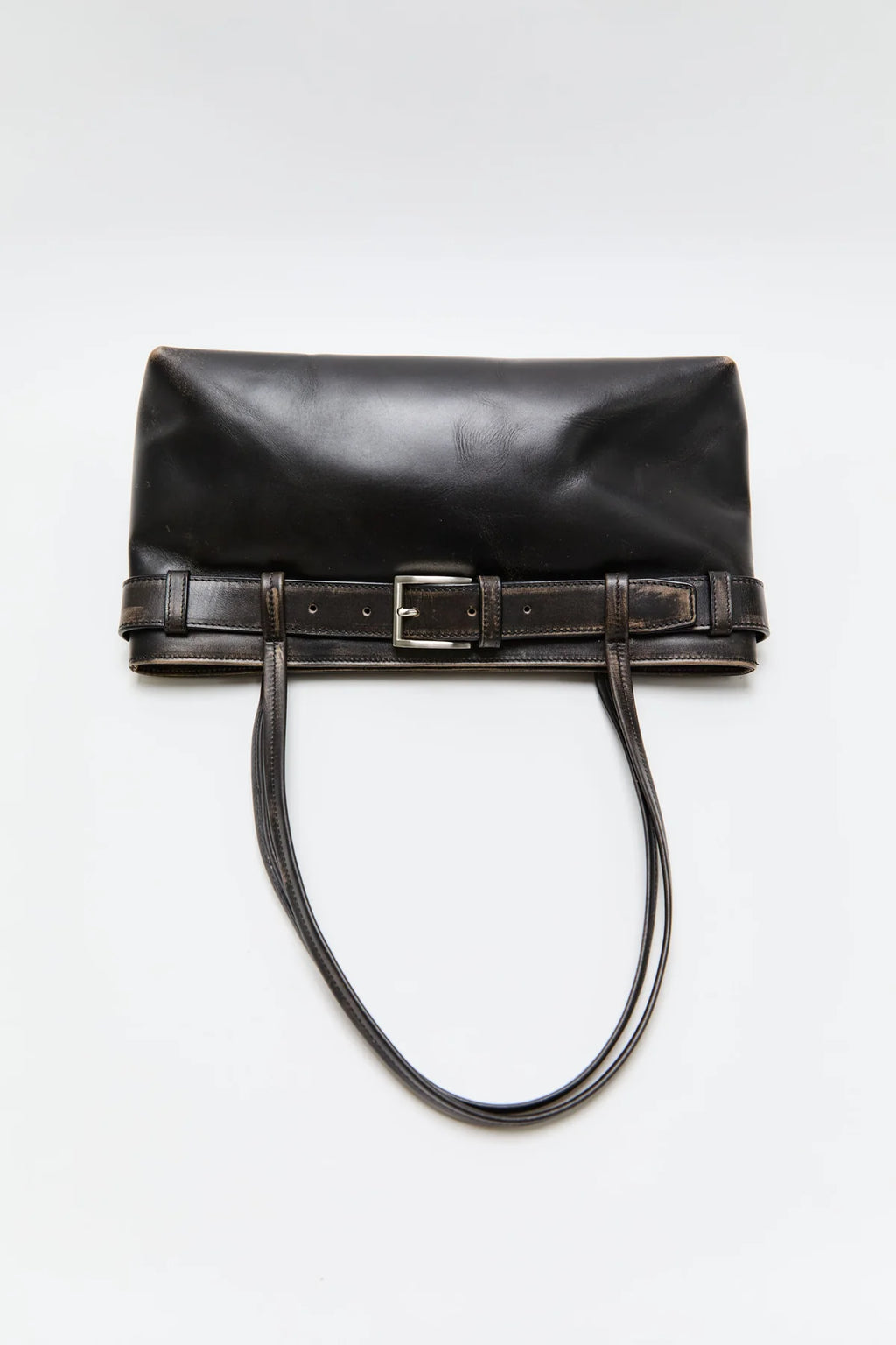 BRUSHED BELT DETAIL BAGUETTE BLACK