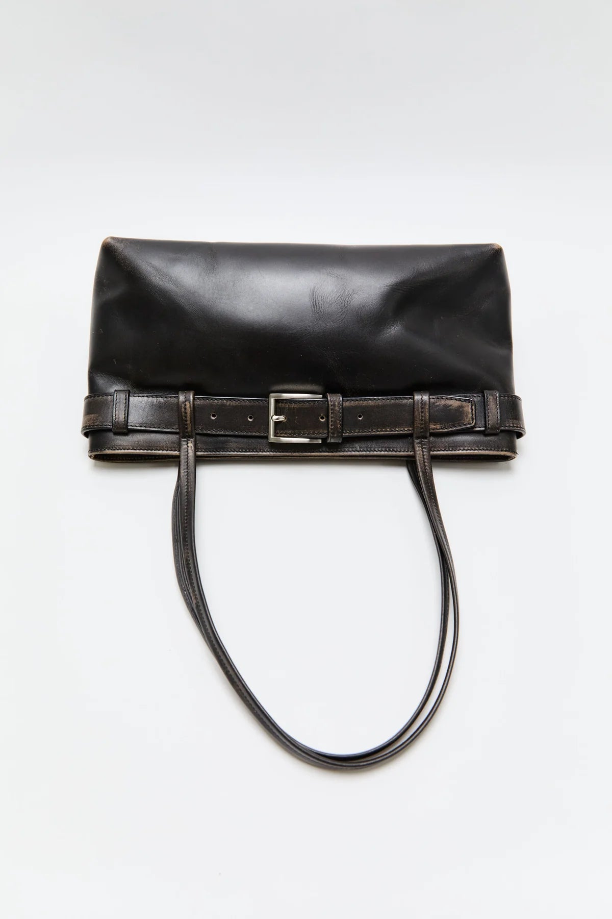 BRUSHED BELT DETAIL BAGUETTE BLACK