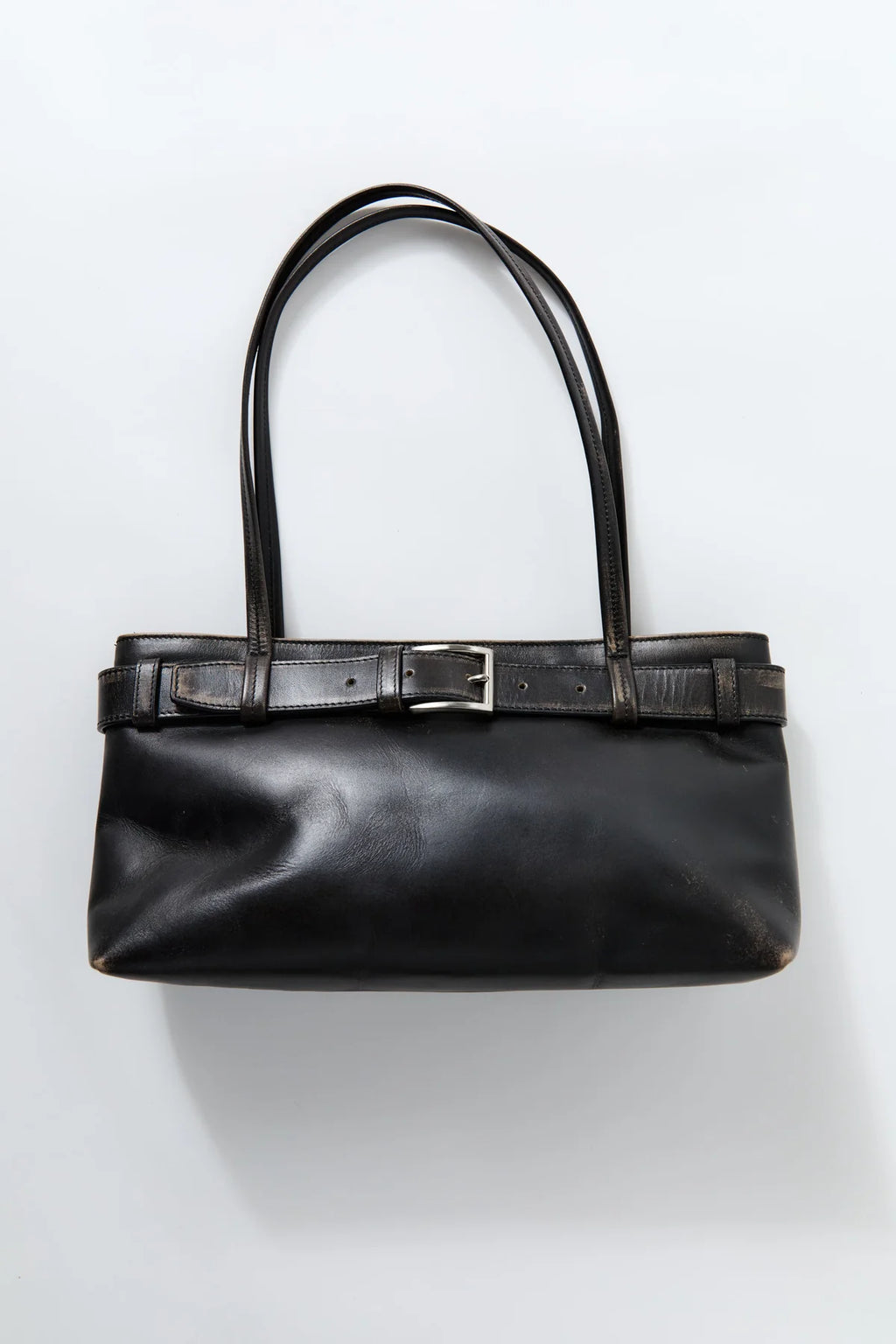 BRUSHED BELT DETAIL BAGUETTE BLACK