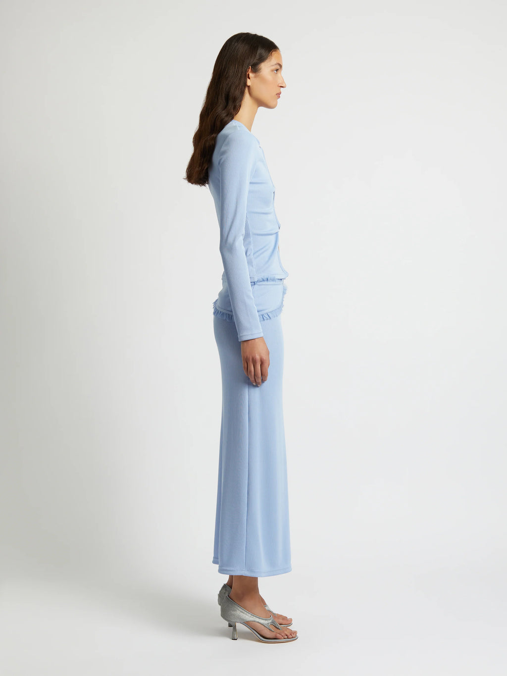 OPEN TWIST LONG SLEEVE TOP CORNFLOWER