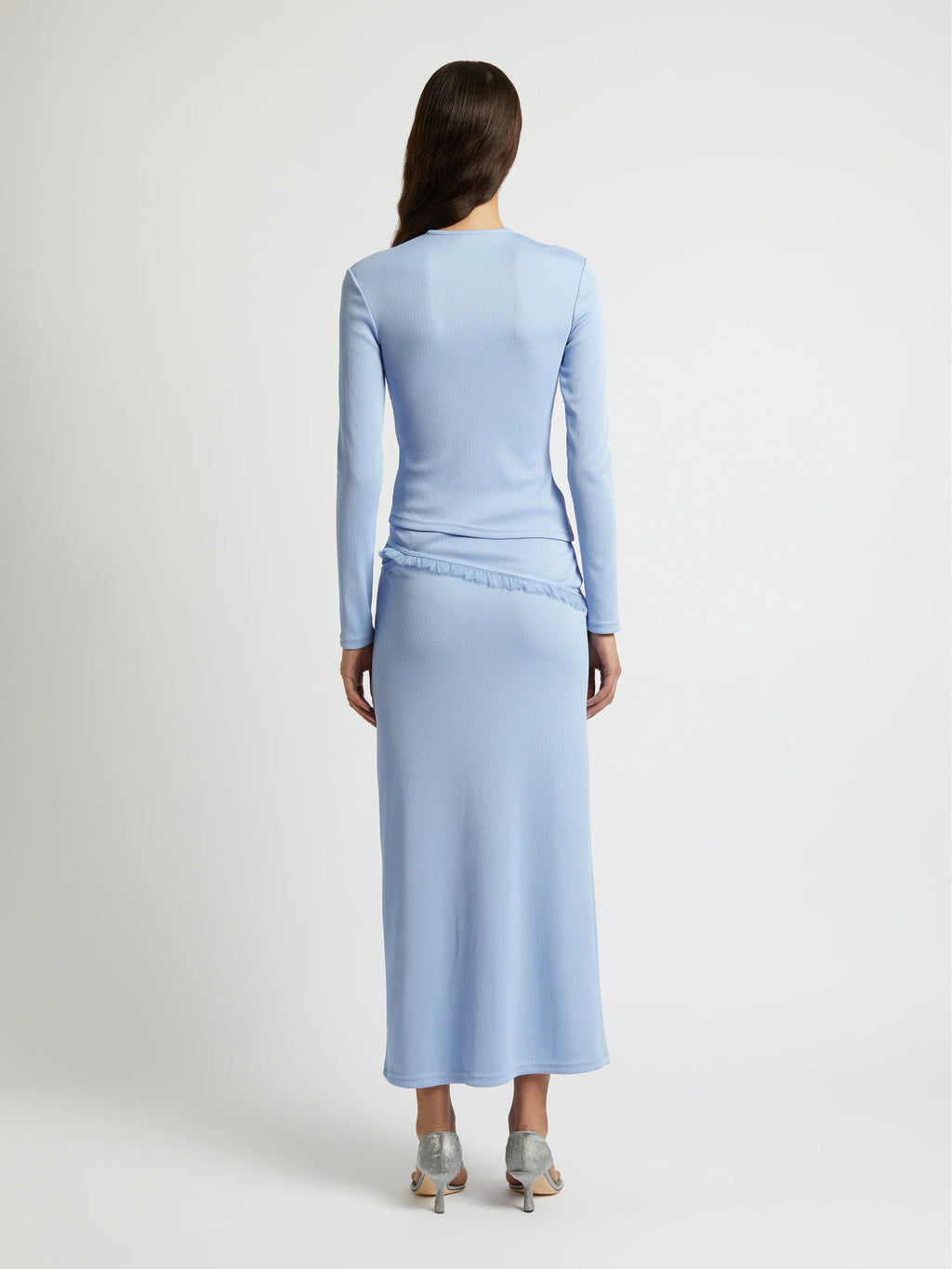 OPEN TWIST LONG SLEEVE TOP CORNFLOWER
