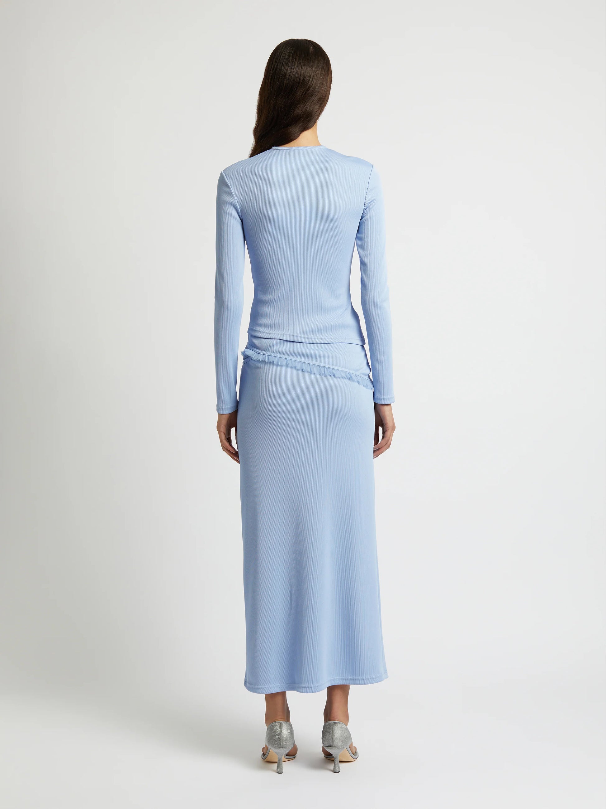 OPEN TWIST LONG SLEEVE TOP CORNFLOWER