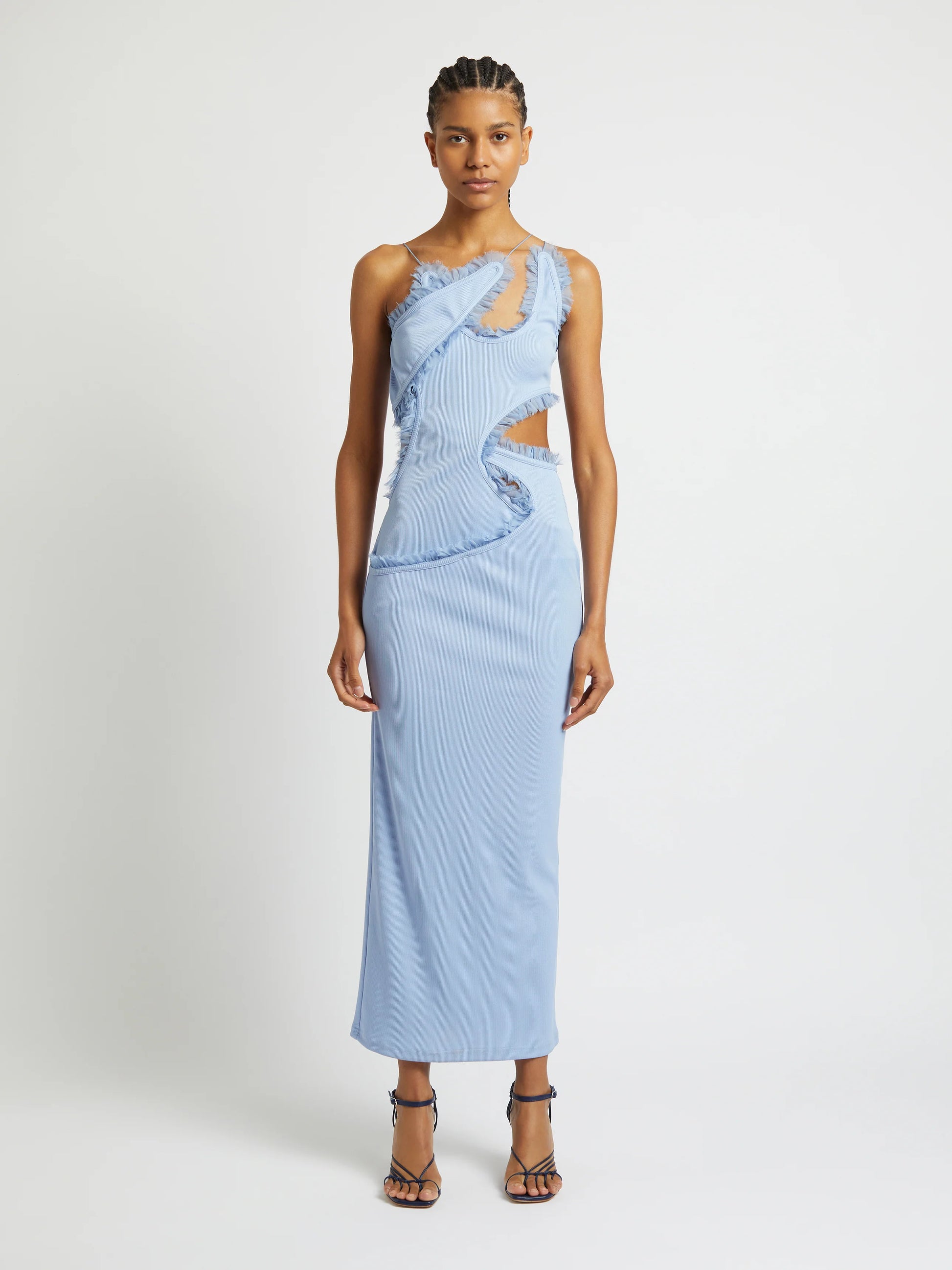 CARINA INTERLINKED DRESS CORNFLOWER