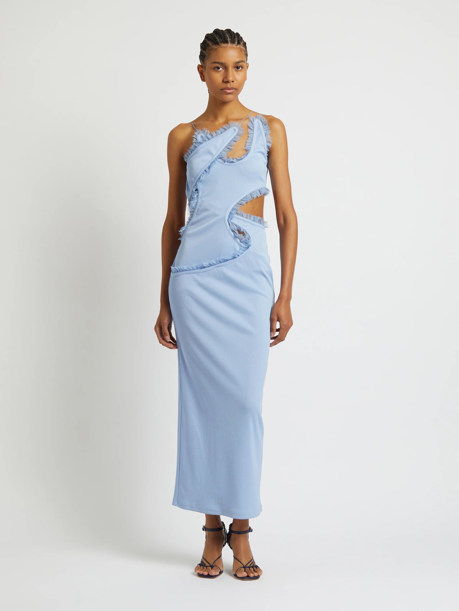 CARINA INTERLINKED DRESS CORNFLOWER