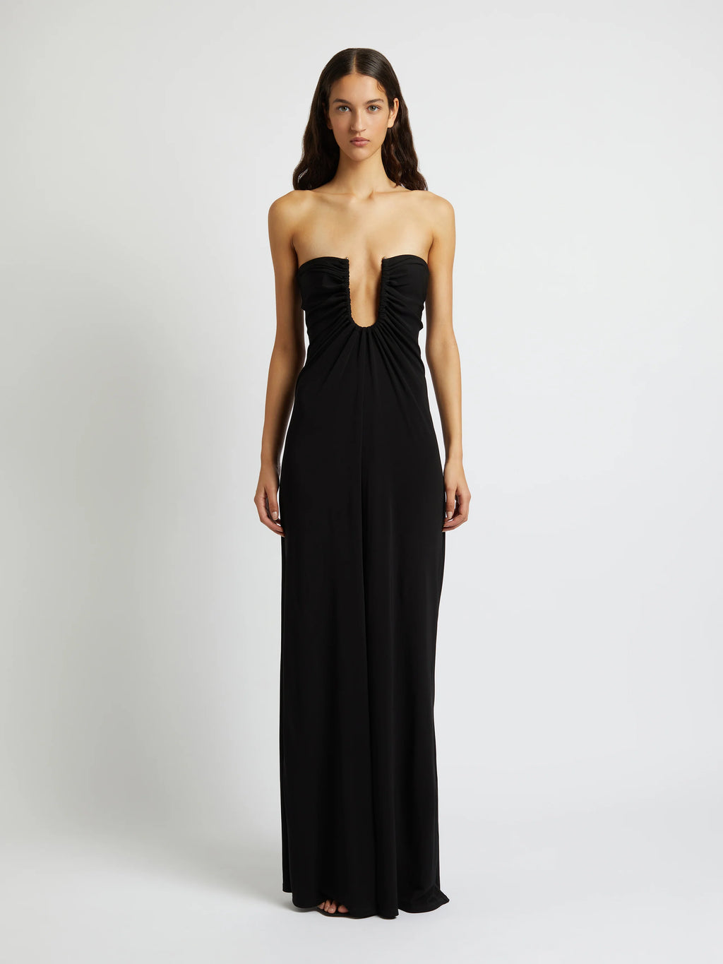 ARCED PALM STRAPLESS DRESS BLACK