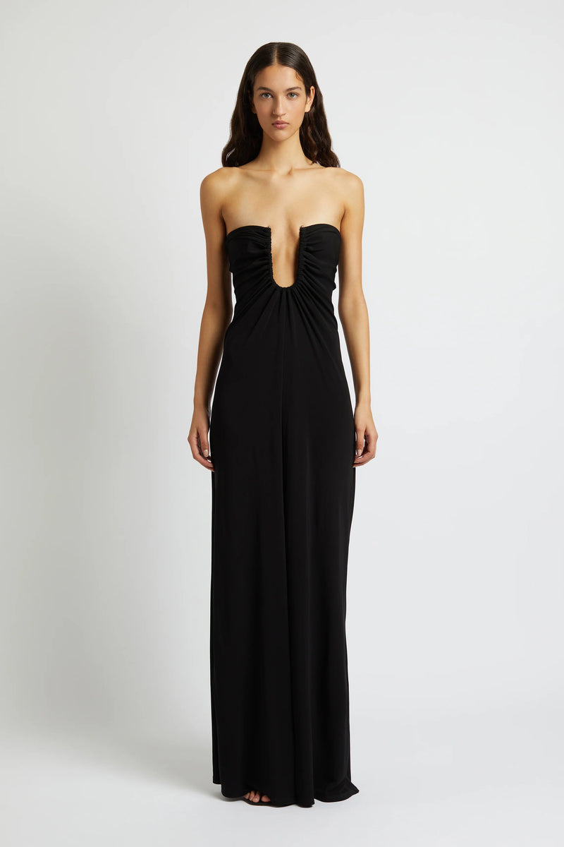 ARCED PALM STRAPLESS DRESS BLACK - CHRISTOPHER ESBER