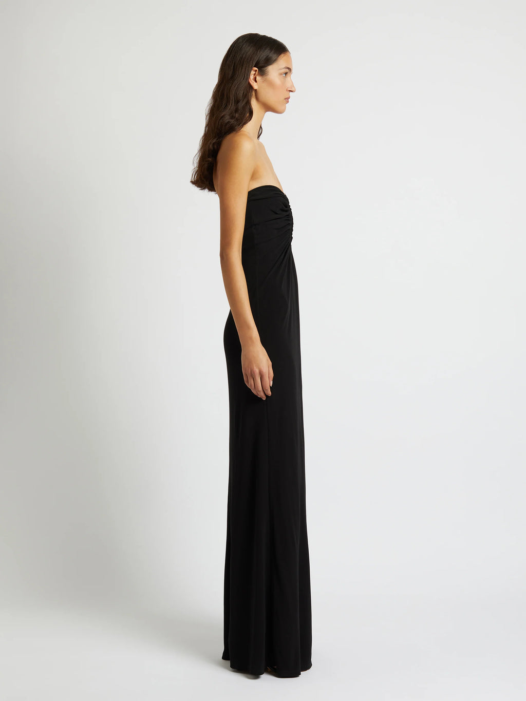 ARCED PALM STRAPLESS DRESS BLACK