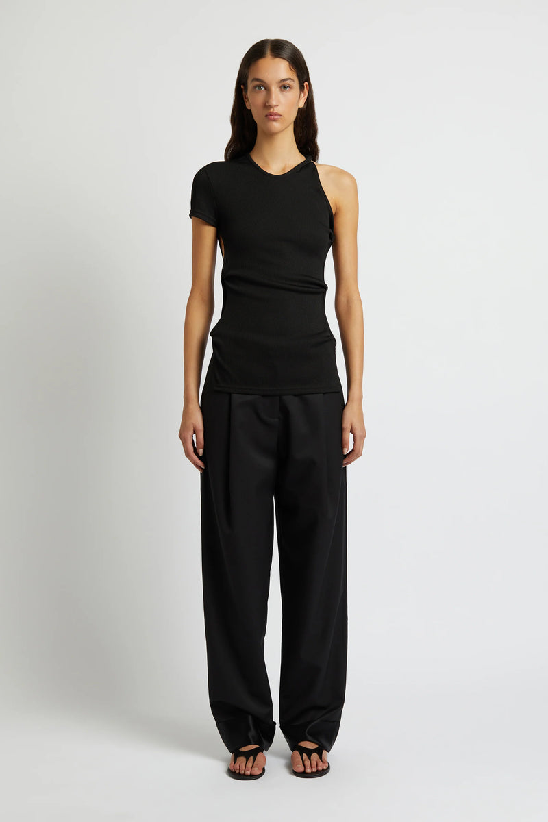 OPEN TWIST SIDE TEE BLACK - CHRISTOPHER ESBER