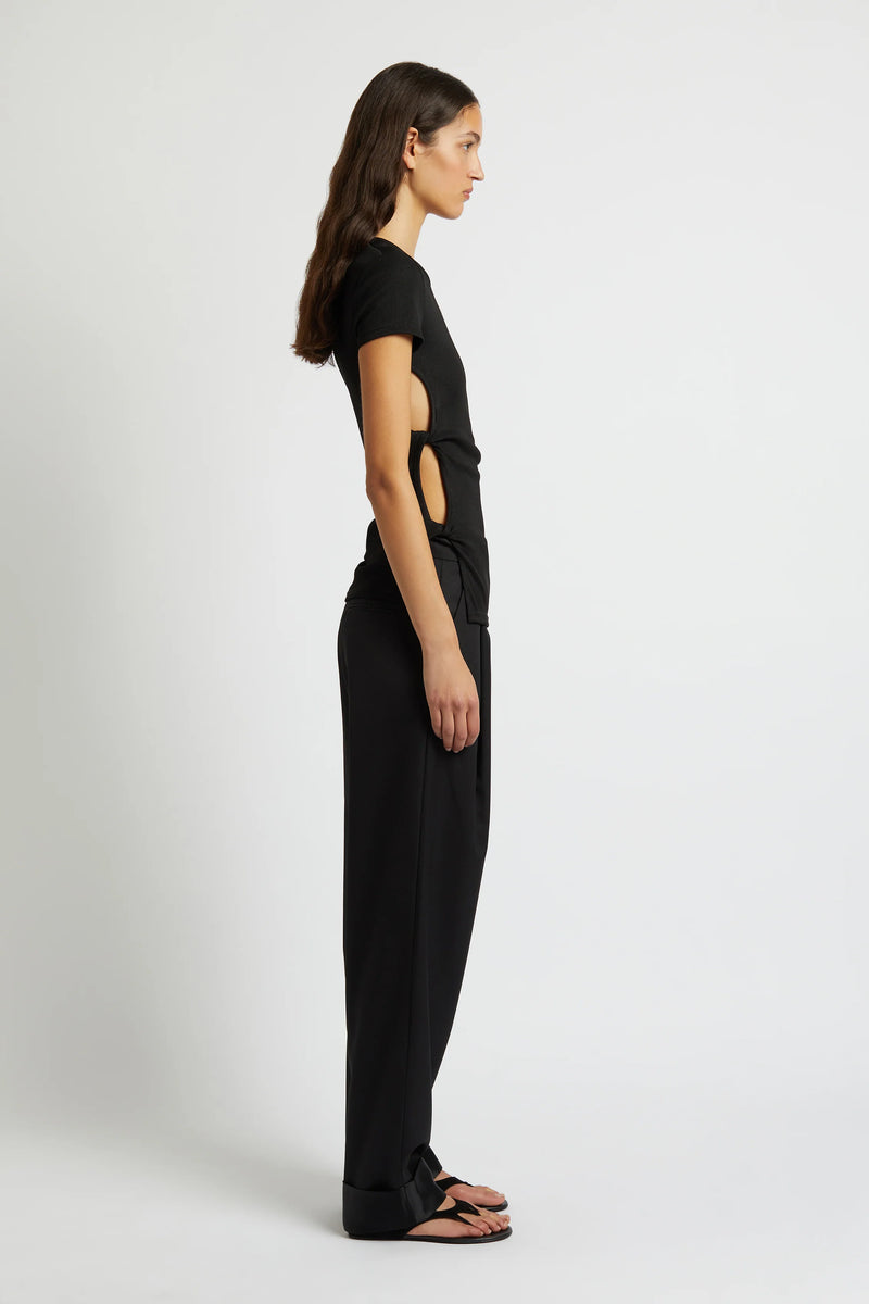 OPEN TWIST SIDE TEE BLACK - CHRISTOPHER ESBER