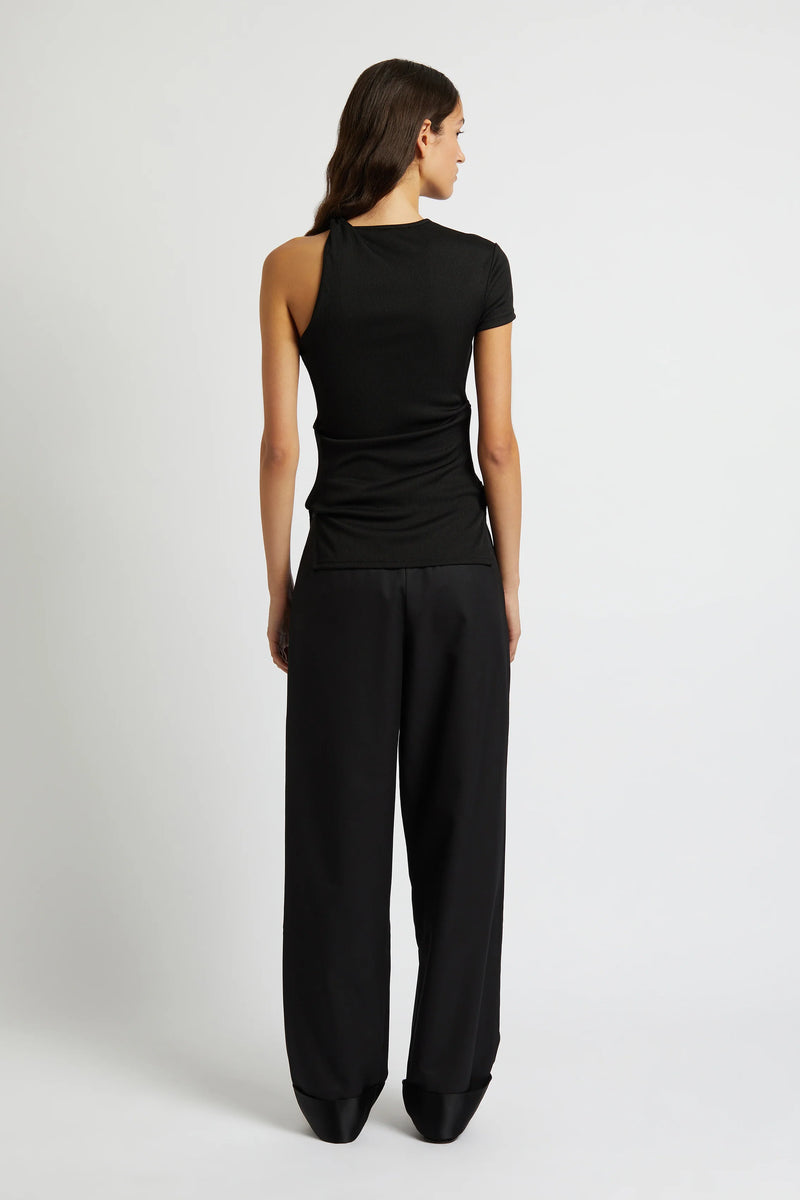 OPEN TWIST SIDE TEE BLACK - CHRISTOPHER ESBER