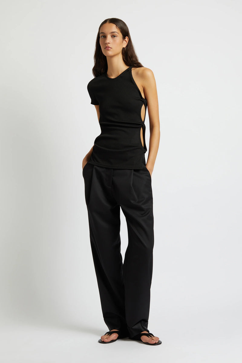 OPEN TWIST SIDE TEE BLACK - CHRISTOPHER ESBER